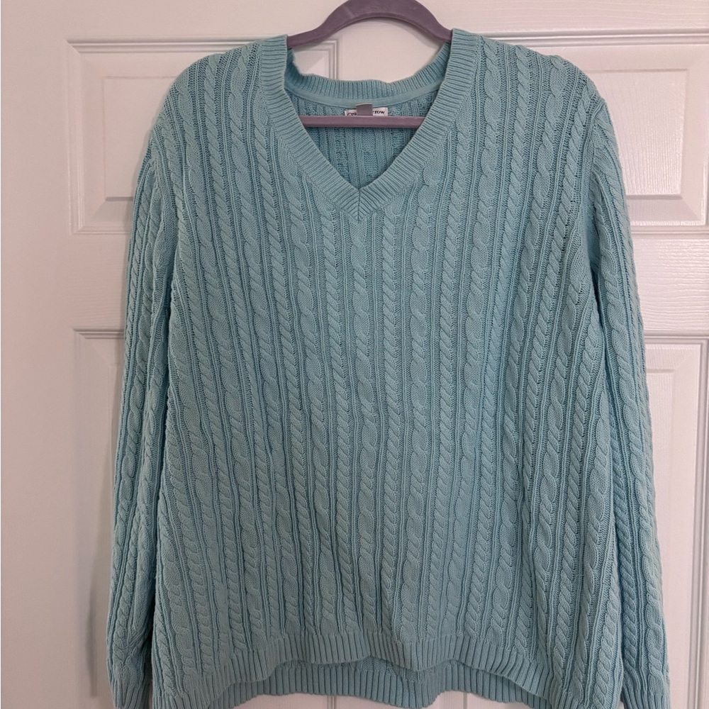 Women's Cable Knit Sweater - Light Blue
